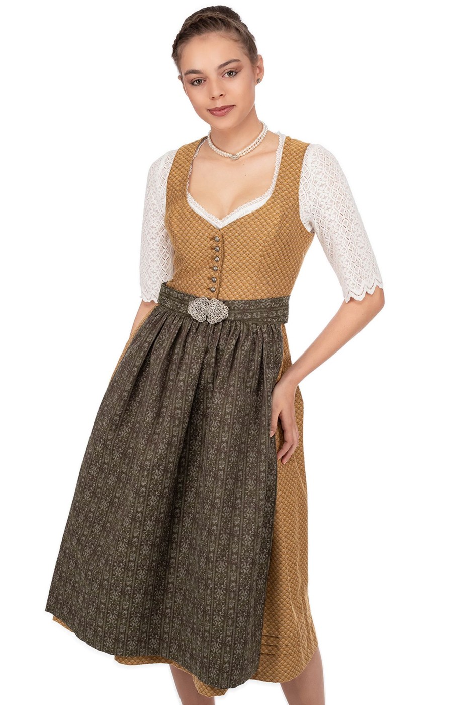 Damen Marjo | Marjo Midi Dirndl 2Tlg. 75Cm Sophie Kupfer Moos