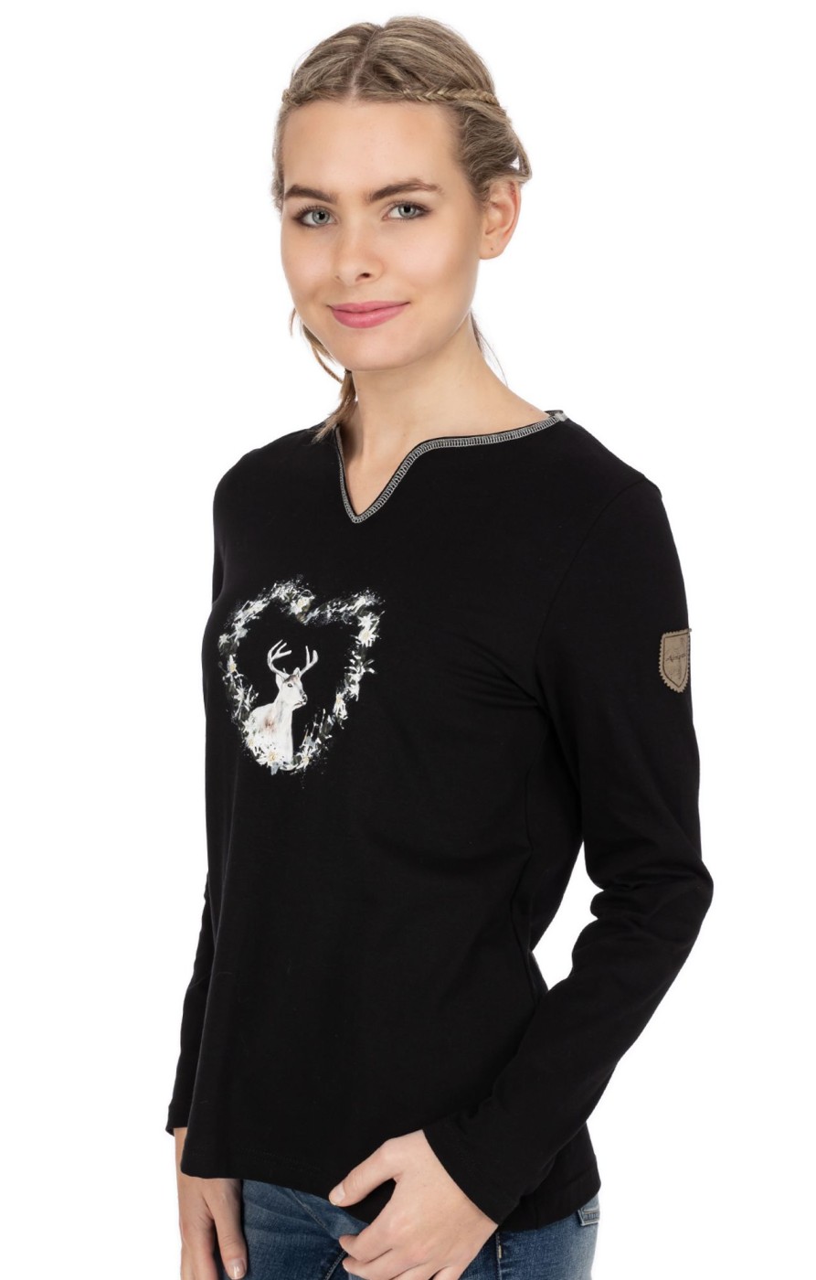 Damen Almgwand | Almgwand Langarmshirt Neufangalm Schwarz