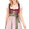 Damen Krüger Dirndl | Kruger Dirndl Mini Dirndl 2Tlg. 50Cm Doris Bordeaux