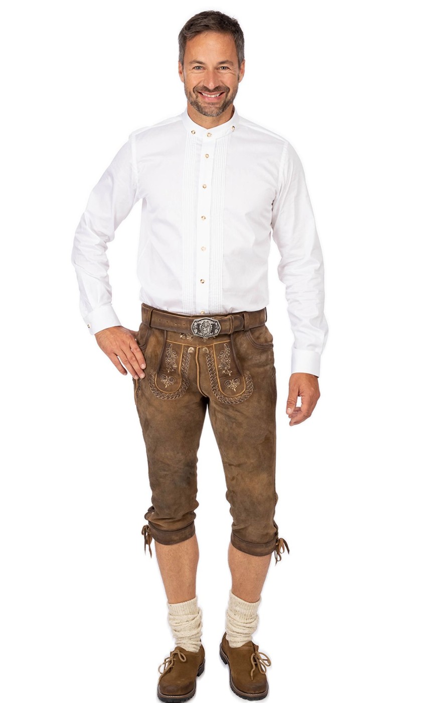 Herren Gwandler | Gwandler Lederhose Kniebund Mit Gurtel Michelbach Hafer Gespeckt