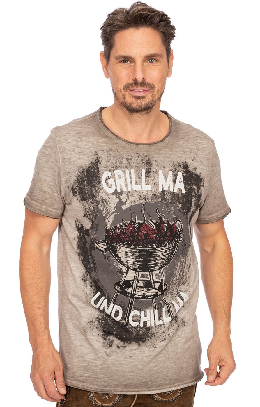 Herren Hangowear | Hangowear T-Shirt Grill & Chill Beige