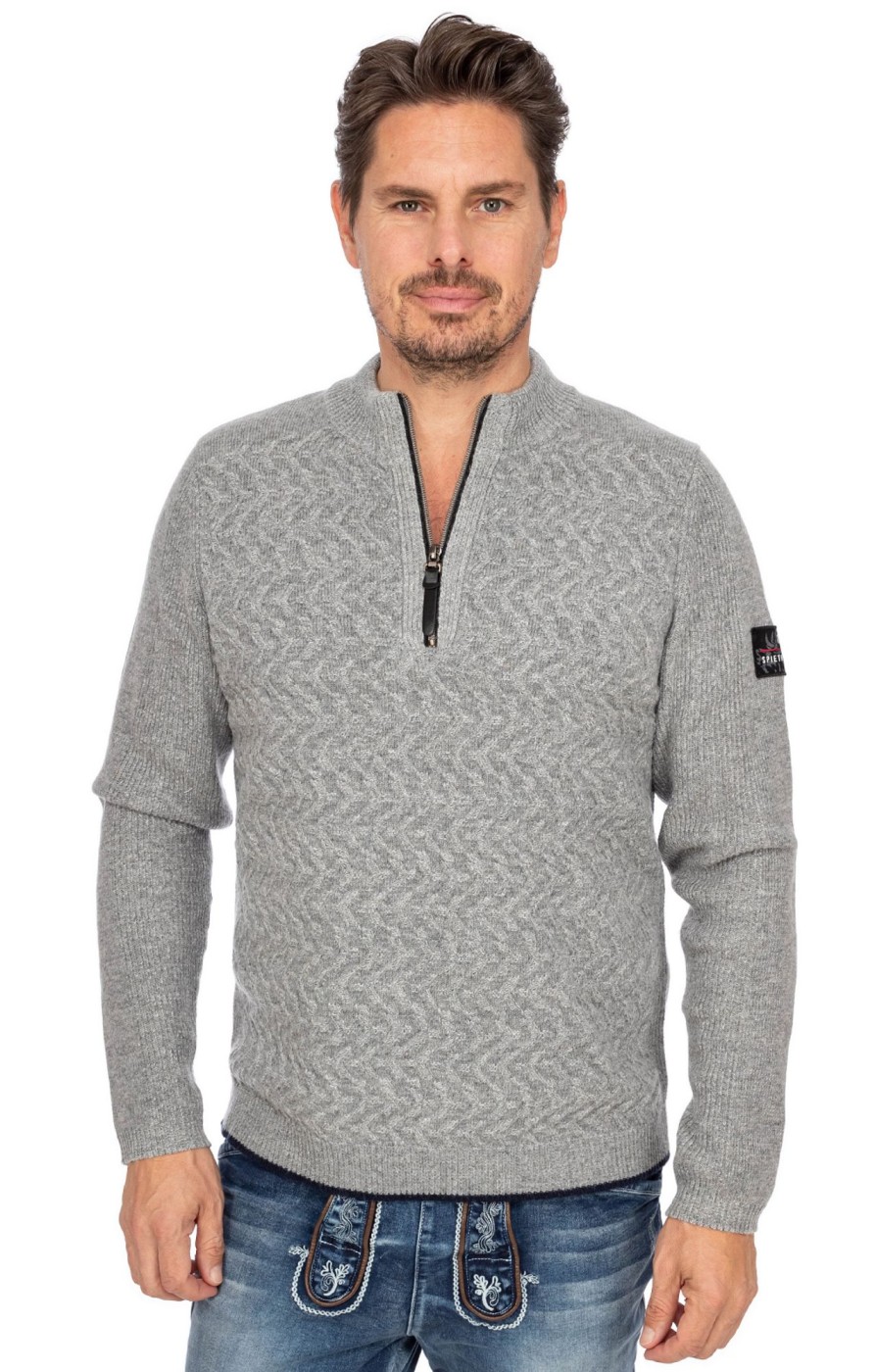 Herren Spieth & Wensky | Spieth & Wensky Strickpullover Azius Hellgrau Melange