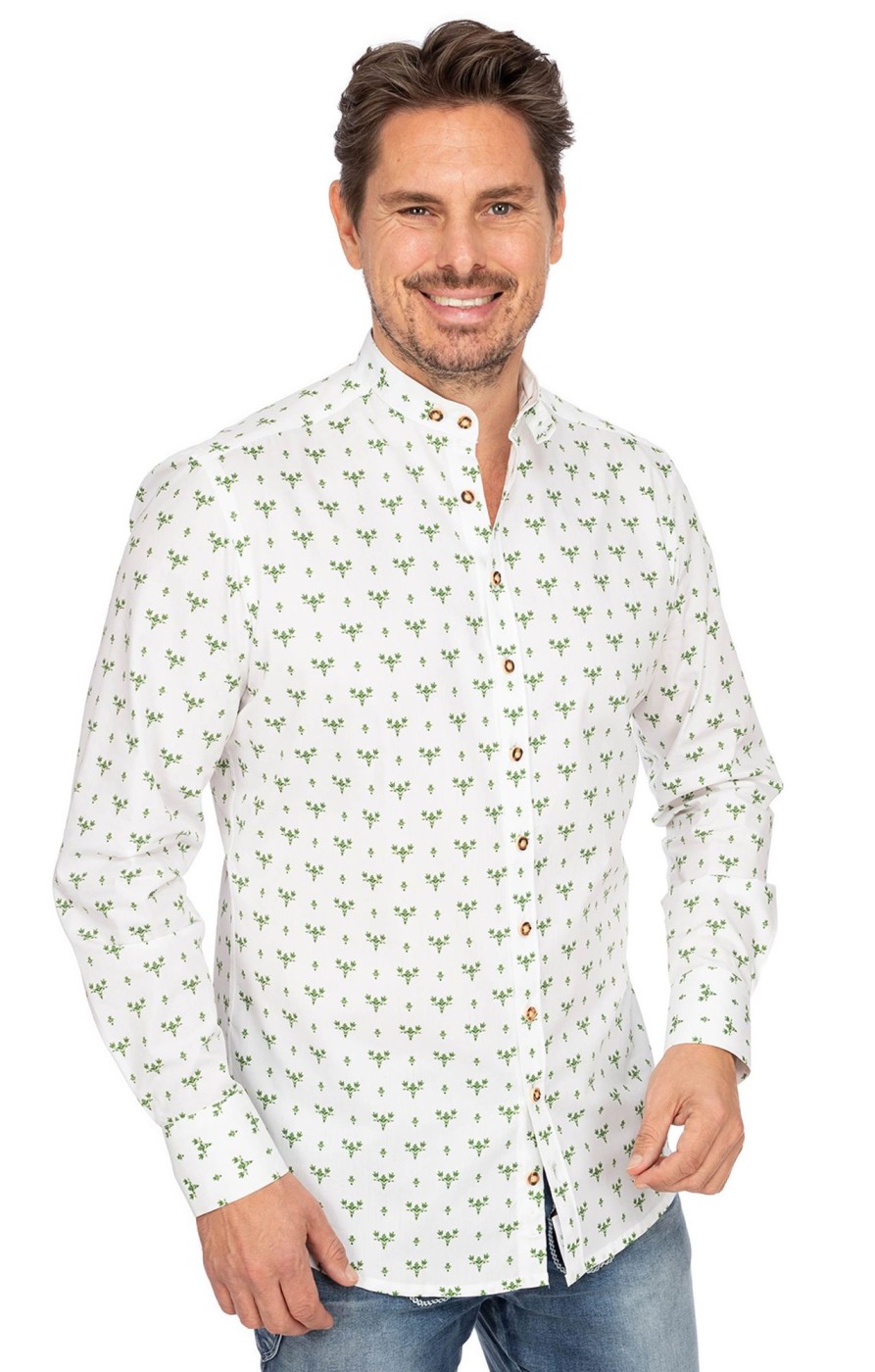 Herren Gipfelstürmer | Gipfelsturmer Hemd Stehkragen 420001-4166-55 Oliv (Slim Fit)