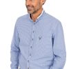 Herren OS-Trachten | Os-Trachten Stehkragenhemd Antoni Blau (Slim Fit)