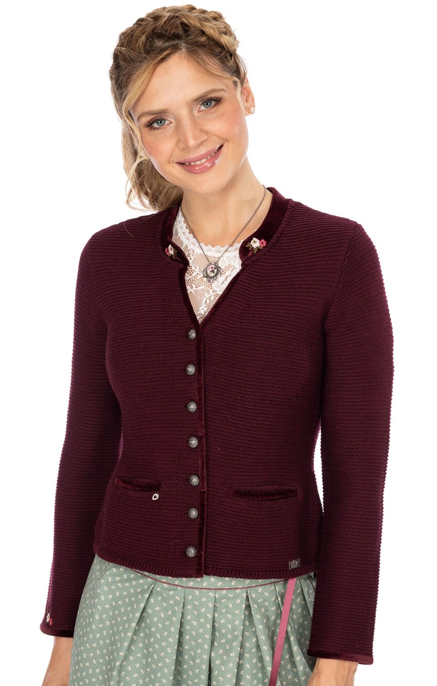 Damen Spieth & Wensky | Spieth & Wensky Trachten Strickjacke Malta Burgund