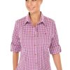 Damen OS-Trachten | Os-Trachten Trachtenbluse Checkered Langarm Stick Beere