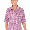 Damen OS-Trachten | Os-Trachten Trachtenbluse Checkered Langarm Stick Beere