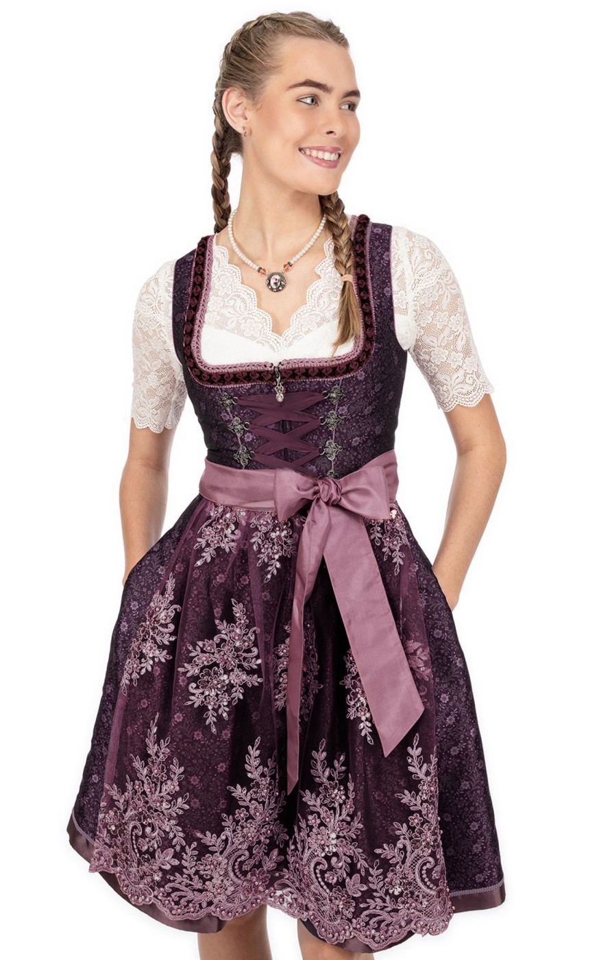 Damen Marjo | Marjo Midi Dirndl 2Tlg. 65Cm Jule Aubergine