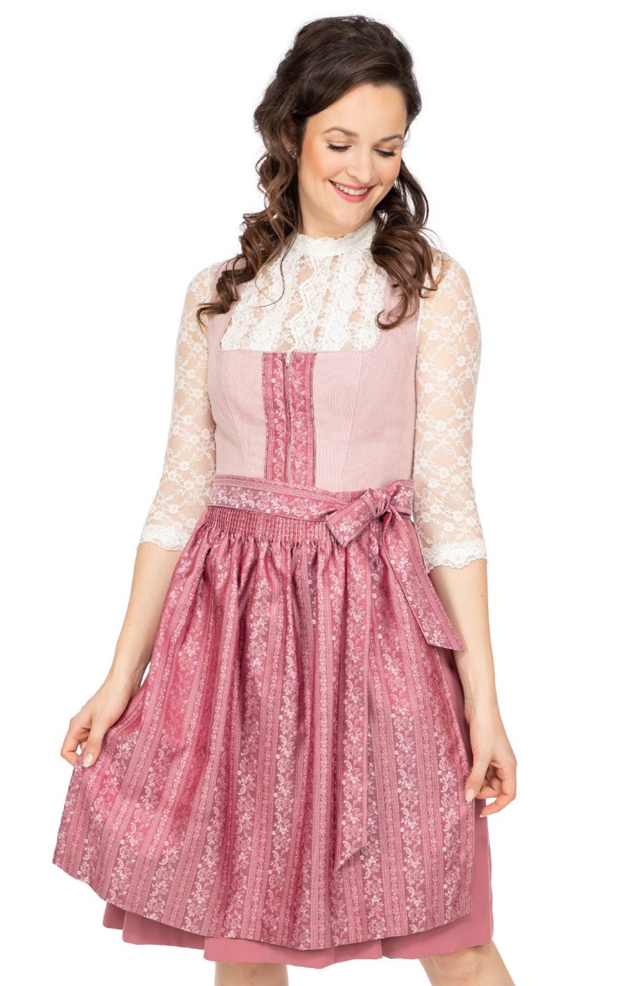 Damen Spieth & Wensky | Spieth & Wensky Midi Dirndl 2Tlg. 70Cm Asmara Hellrosa