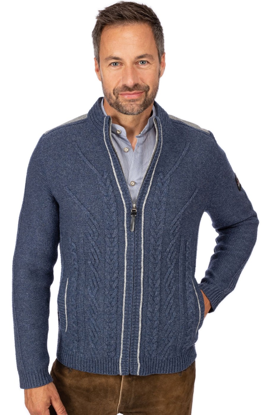 Herren Spieth & Wensky | Spieth & Wensky Strickjacke Wadim Jeansblau