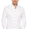 Herren Gipfelstürmer | Gipfelsturmer Hemd Stehkragen 420003-3855-142 Weis Mittelblau (Slim Fit)