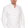 Herren Gipfelstürmer | Gipfelsturmer Hemd Stehkragen 420000-4255-01 Weis (Slim Fit)