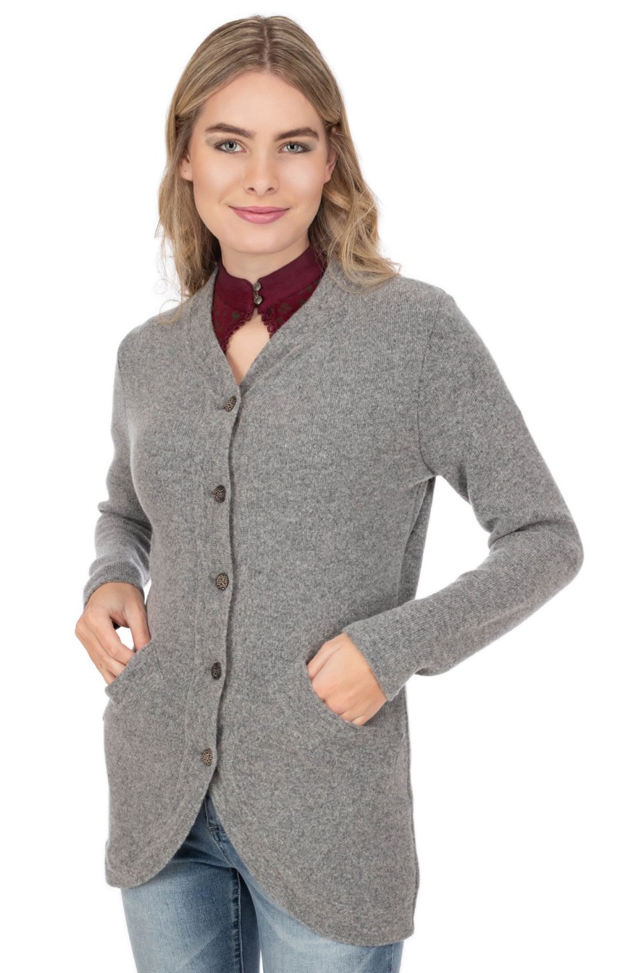 Damen AlpSpur | Alpspur Strickjacke Lisa 11 Grau Melange