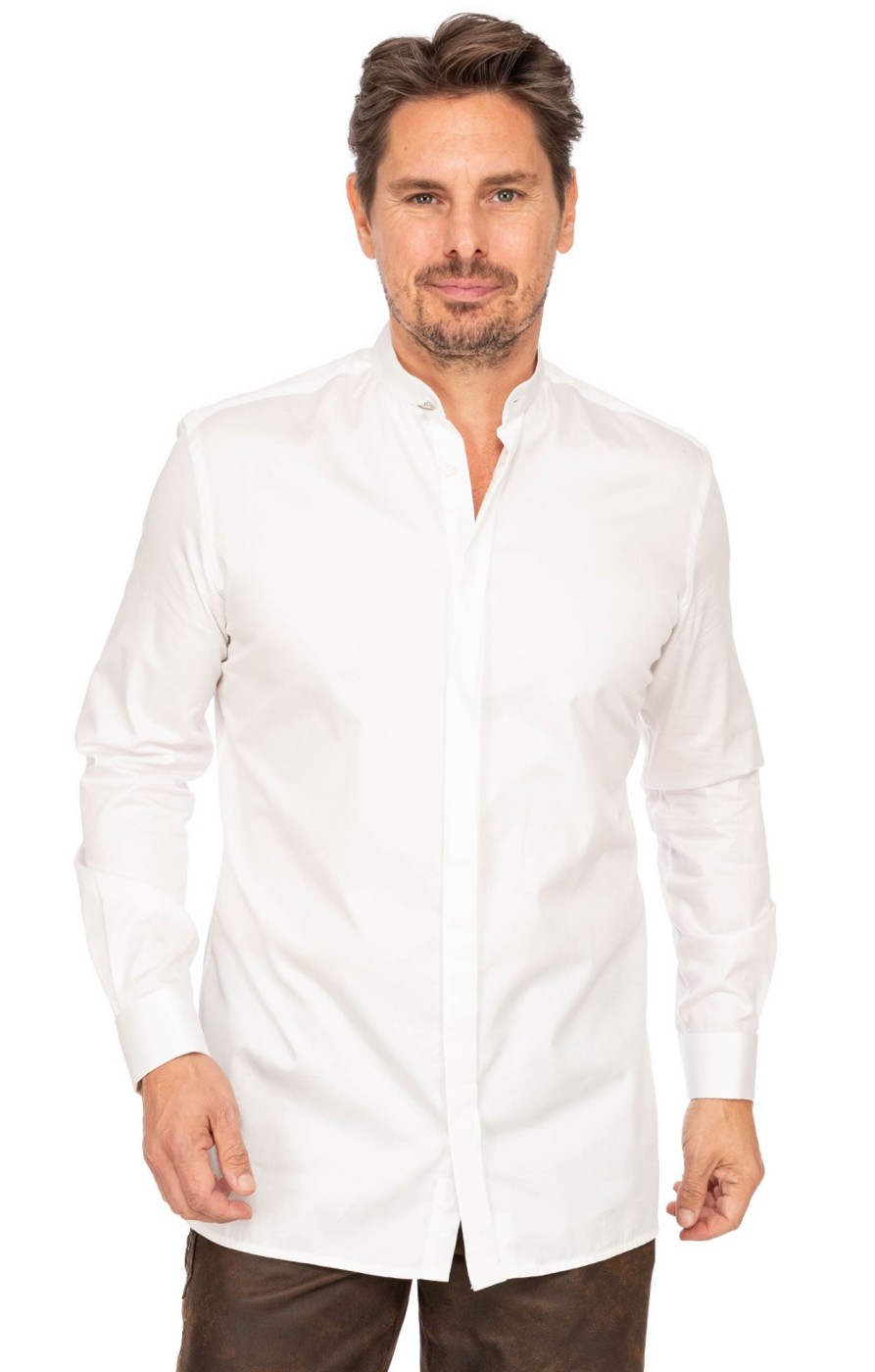 Herren Gipfelstürmer | Gipfelsturmer Hemd Stehkragen 420003-4176-3 Ecrue (Slim Fit)