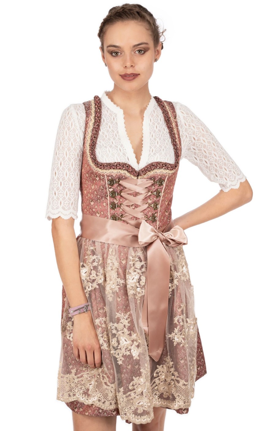 Damen Krüger Dirndl | Kruger Dirndl Mini Dirndl 2Tlg. 50Cm Ayla Rost