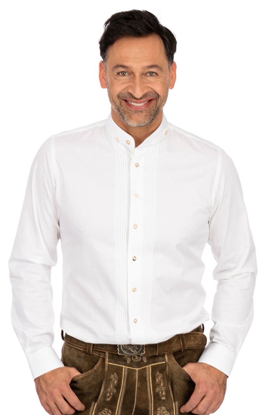 Herren Almsach | Almsach Hemd Stehkragen Lf181 Weis (Slim Fit)