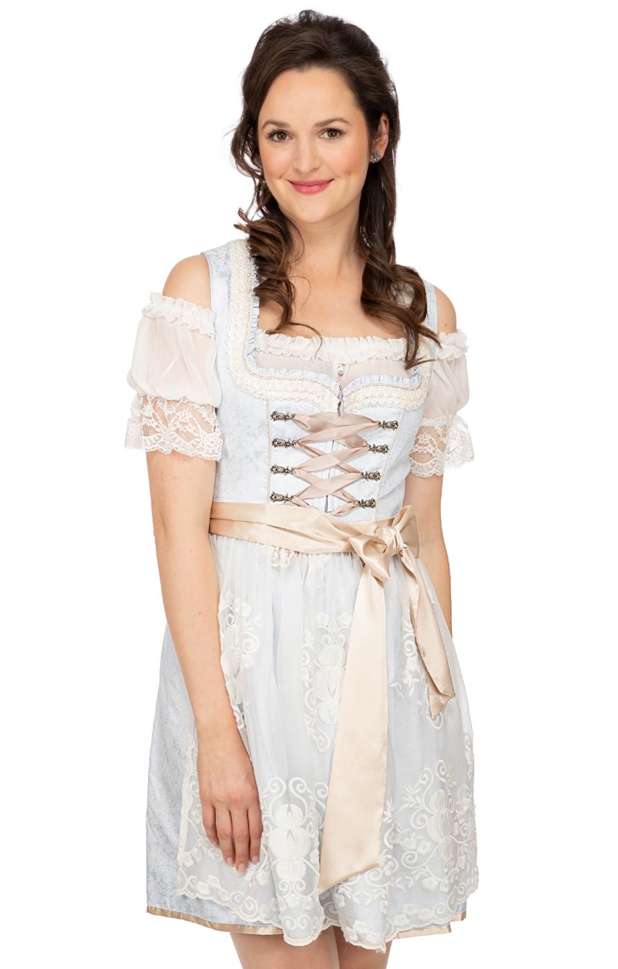 Damen Krüger Dirndl | Kruger Dirndl Mini Dirndl 2Tlg. 50Cm Elana Hellblau