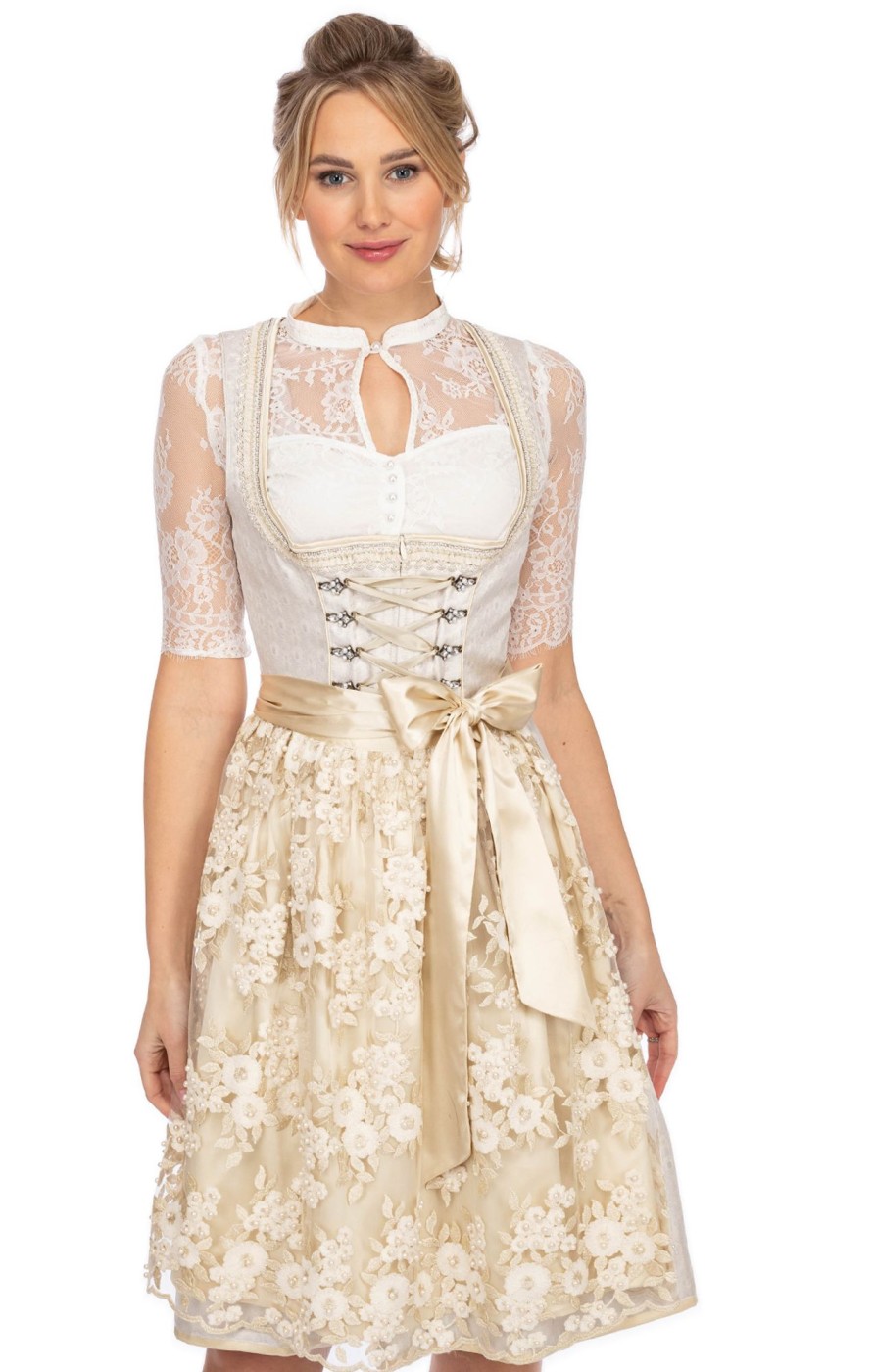 Damen Krüger Dirndl | Kruger Dirndl Midi Dirndl 2Tlg. 60Cm Sina Ecru