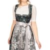 Damen Marjo | Marjo Midi Dirndl 2Tlg. 65Cm Vanessa Grun Silber