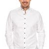 Herren Gipfelstürmer | Gipfelsturmer Hemd Stehkragen 420000-4246-155 Weis Oliv (Slim Fit)