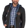 Herren Spieth & Wensky | Spieth & Wensky Trachten Strickjacke Dakar Hoodie Dunkel Grau Blau