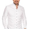 Herren Gipfelstürmer | Gipfelsturmer Hemd Stehkragen 420002-4119-145 Weis Marine (Slim Fit)