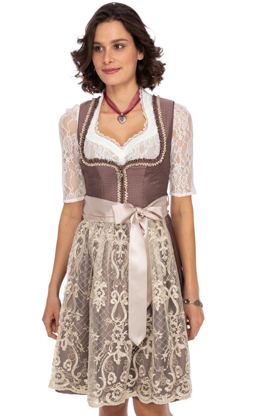 Damen Marjo | Marjo Mini Dirndl 2Tlg. 58Cm Henrike Rosenholz