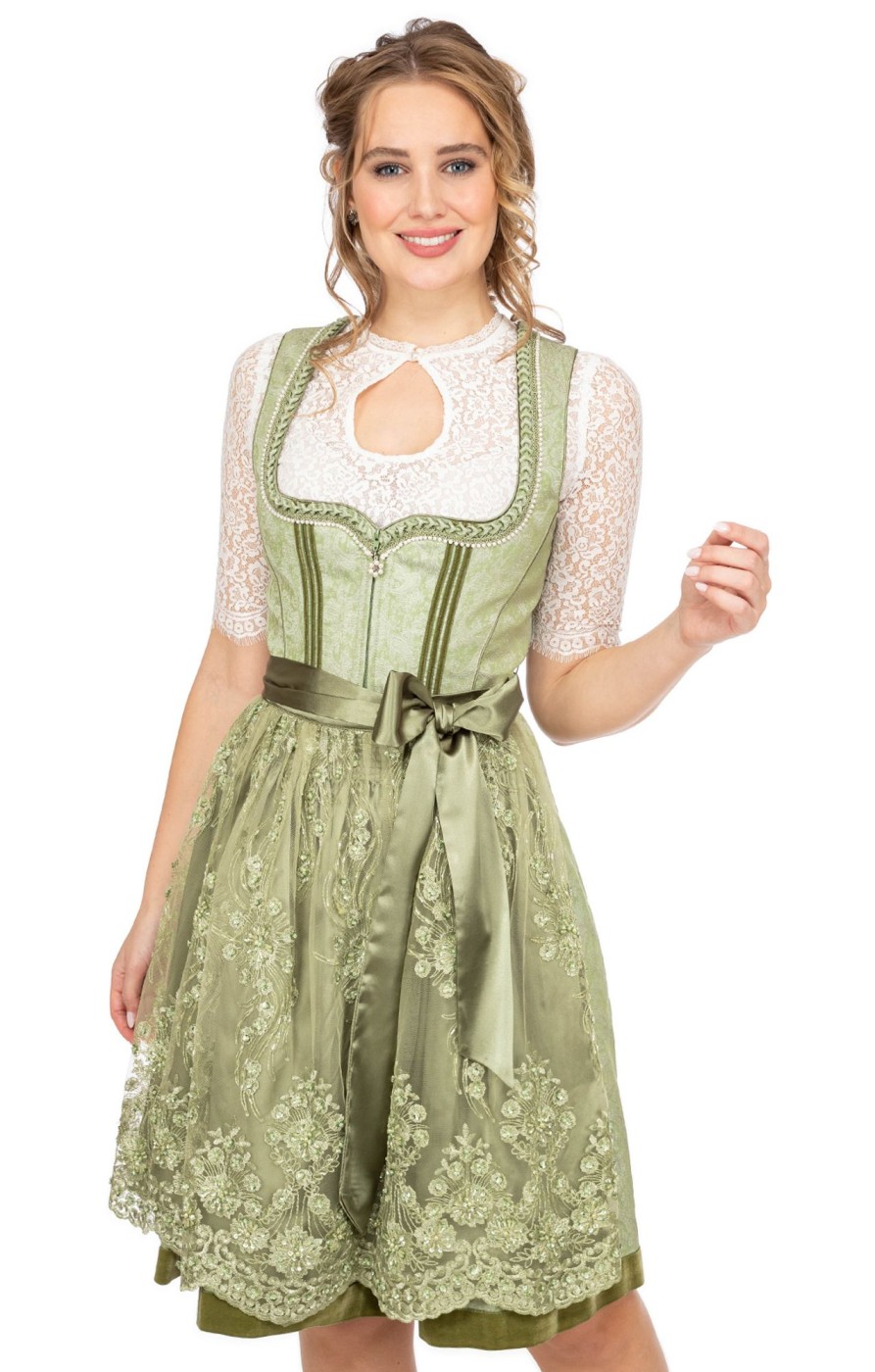 Damen Krüger Dirndl | Kruger Dirndl Midi Dirndl 2Tlg. 60Cm 111065-060-51 Hellgrun