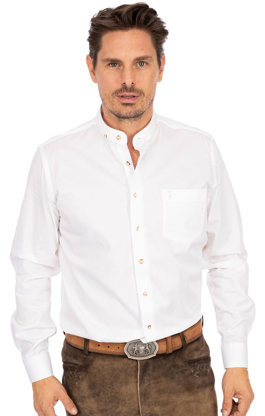 Herren Almsach | Almsach Hemd Stehkragen Lf133 Weis (Slim Fit)