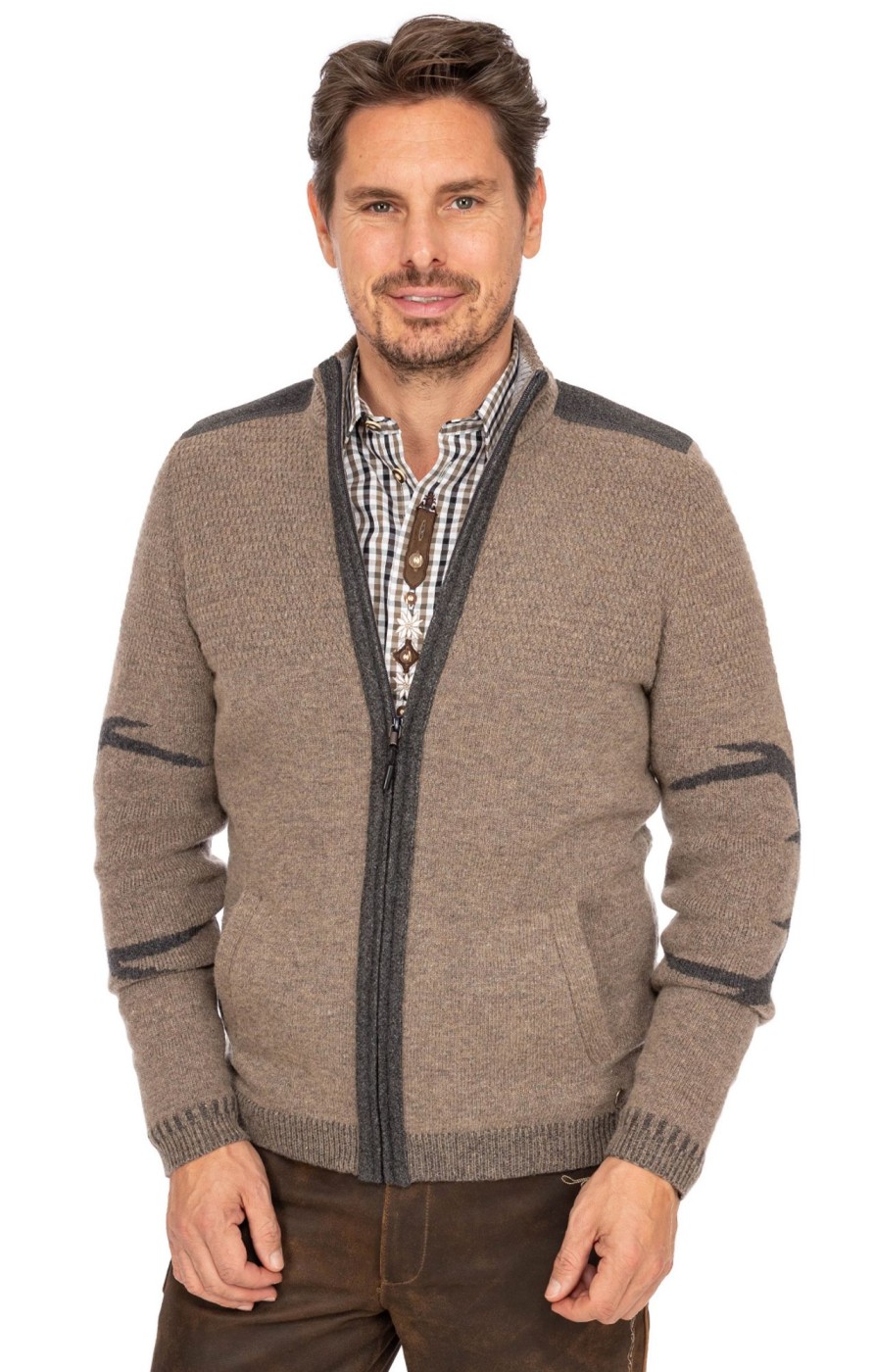 Herren Spieth & Wensky | Spieth & Wensky Strickjacke Wulf Nussmelange