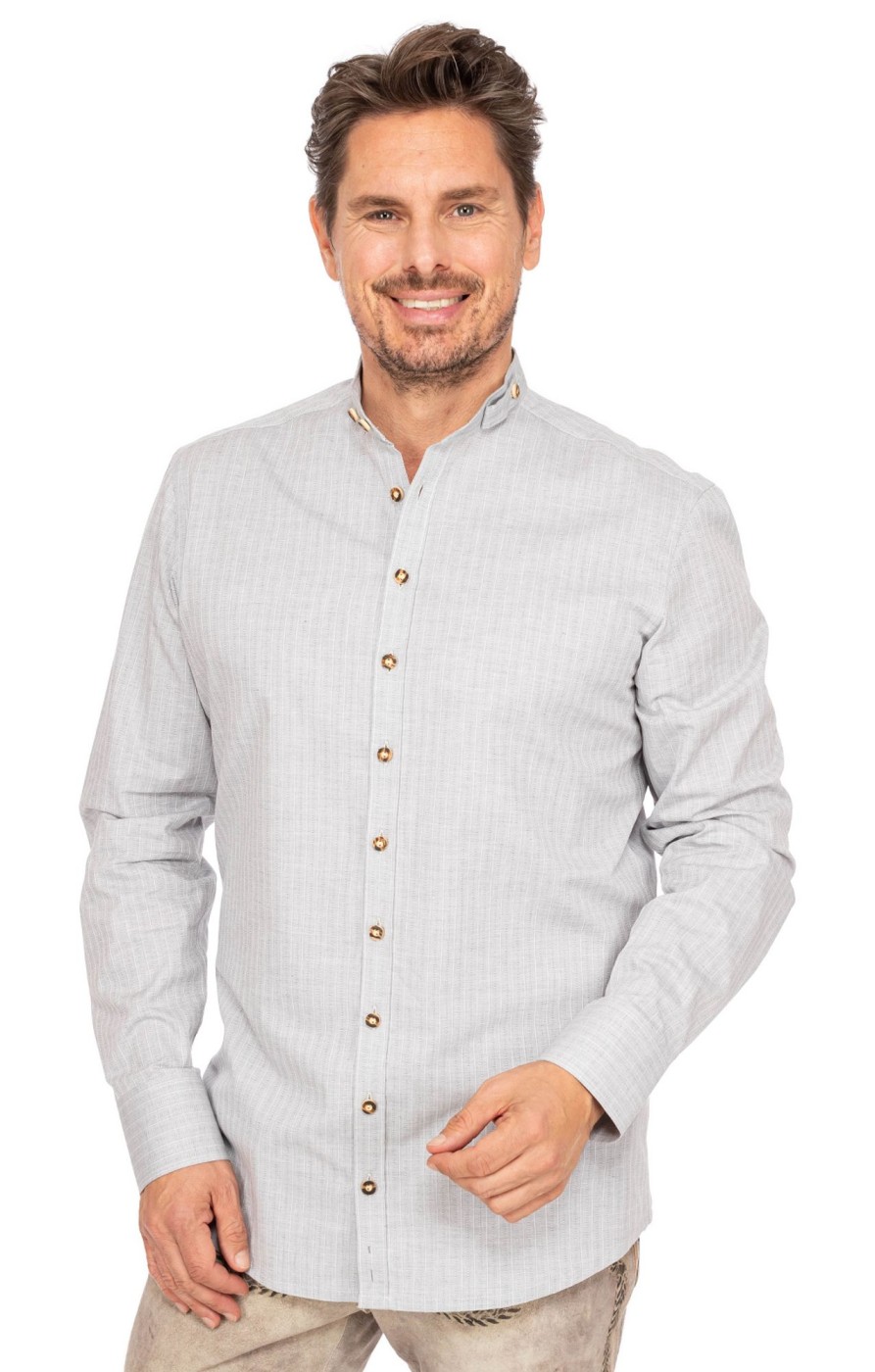 Herren Gipfelstürmer | Gipfelsturmer Hemd Stehkragen 420002-4201-15 Anthrazit (Slim Fit)