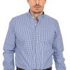 Herren Almsach | Almsach Hemd Stehkragen 175Co Blau (Slim Fit)