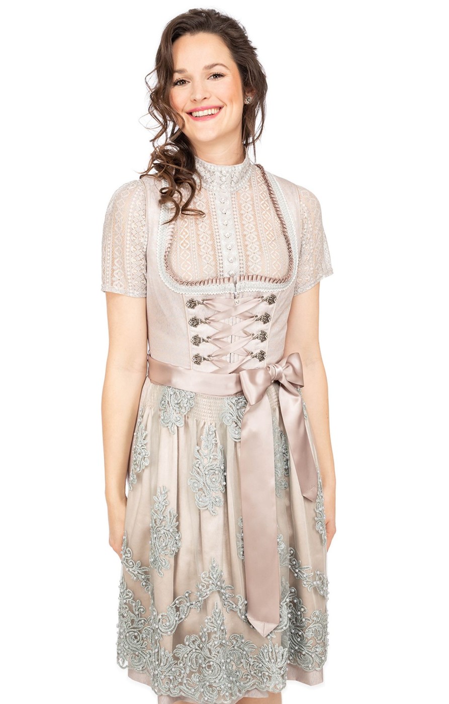 Damen Krüger Dirndl | Kruger Dirndl Midi Dirndl 2Tlg. 60Cm 416265-060-43 Hellgrau