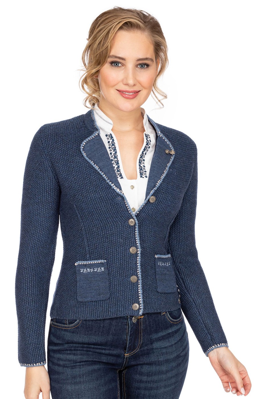 Damen Spieth & Wensky | Spieth & Wensky Strickjacke Aileen Jeansblau