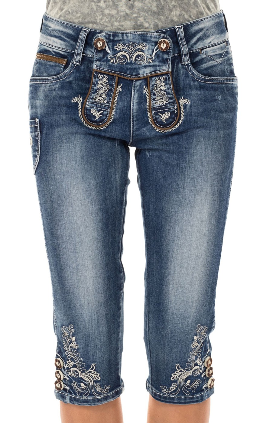 Damen Marjo | Marjo Trachtenjeans K69 Franziska Kniebund Blau