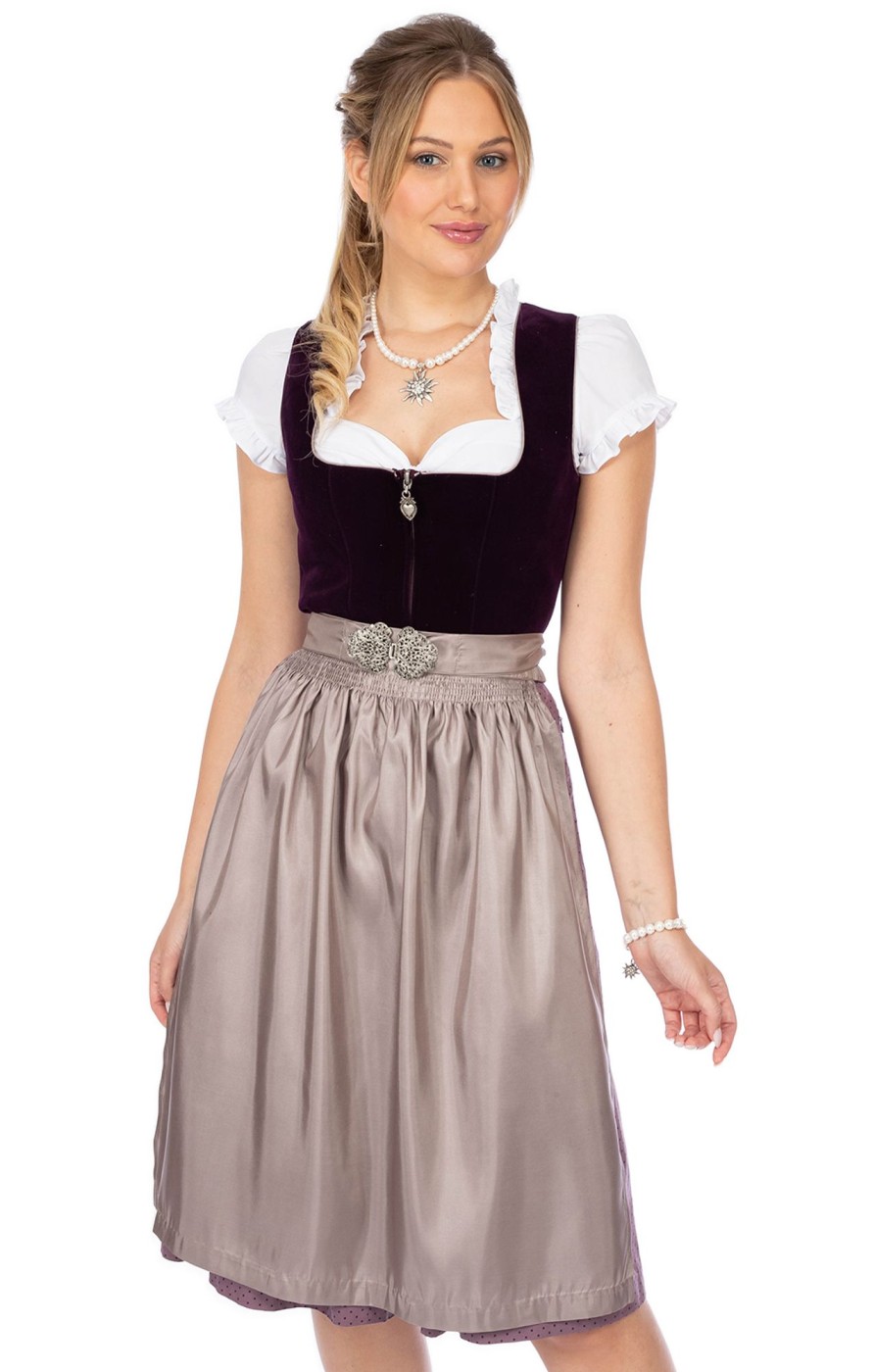 Damen Marjo | Marjo Midi Dirndl 2Tlg. 65Cm Inka Pflaume