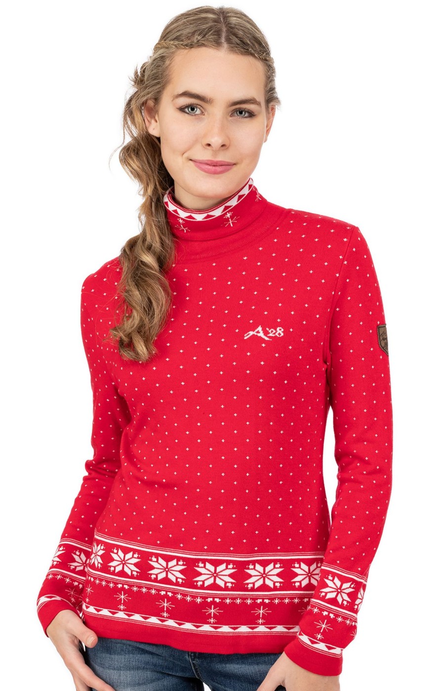 Damen Almgwand | Almgwand Pullover Aueneralm Rot Weis