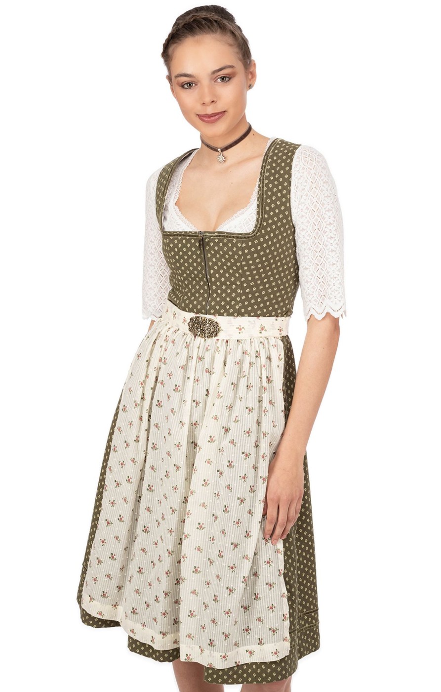 Damen Marjo | Marjo Midi Dirndl 2Tlg. 68Cm Isolde Gruencreme