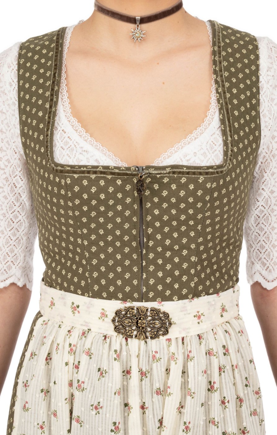 Damen Marjo | Marjo Midi Dirndl 2Tlg. 68Cm Isolde Gruencreme