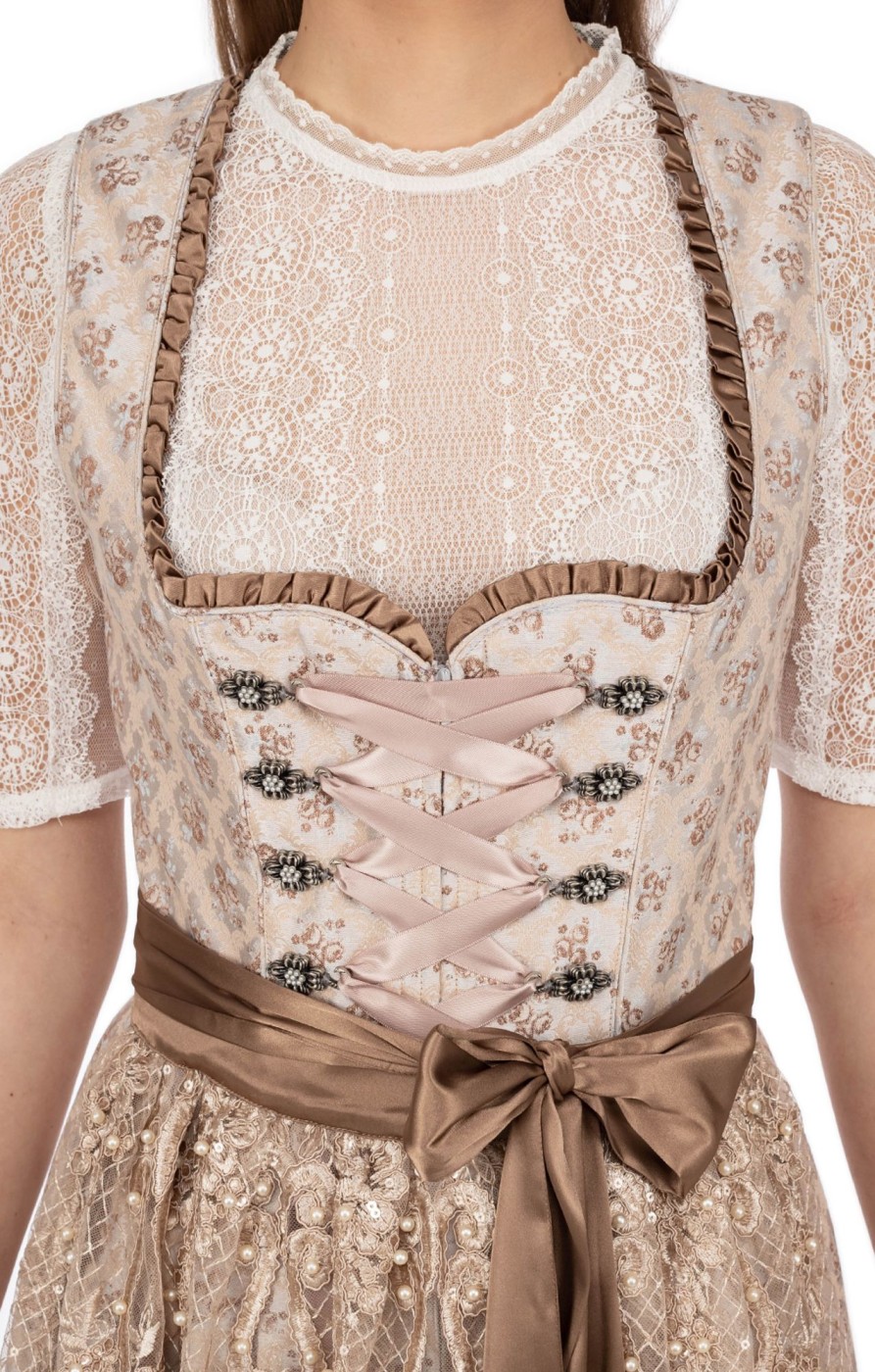 Damen Krüger Dirndl | Kruger Dirndl Mini Dirndl 2Tlg. 50Cm Kalinda Beige