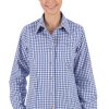 Damen OS-Trachten | Os-Trachten Trachtenbluse Checkered Langarm Stick Blau