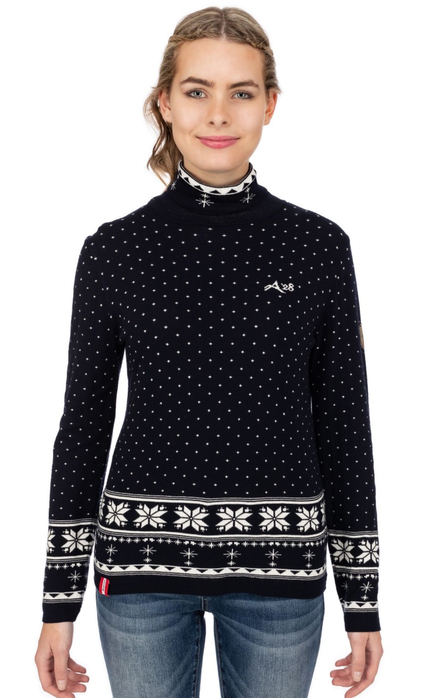 Damen Almgwand | Almgwand Pullover Aueneralm Dunkelblau Weis