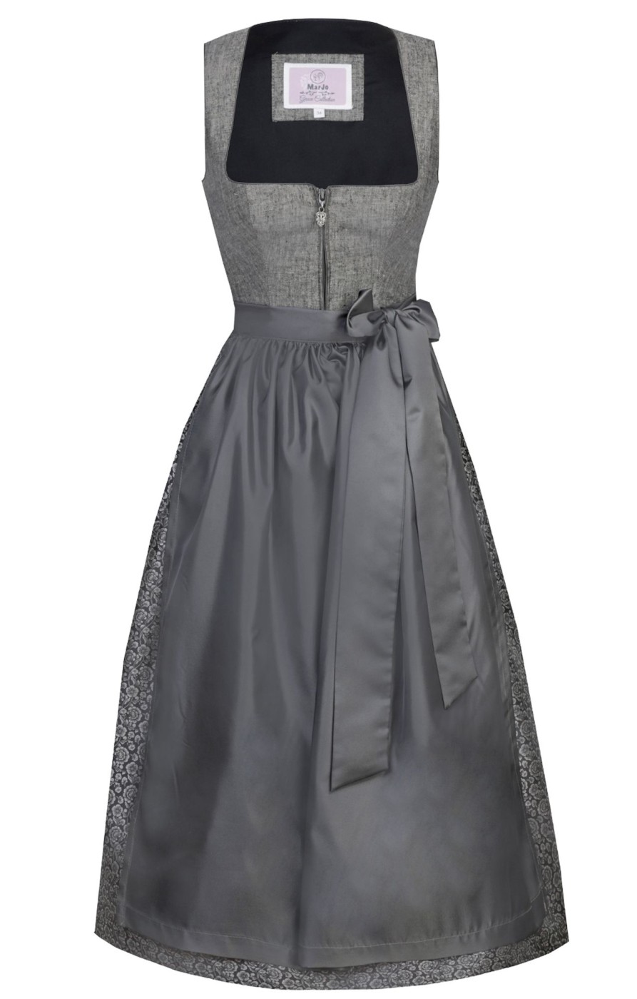 Damen Marjo | Marjo Midi Dirndl 2Tlg. 75Cm Gusta Felsgrau