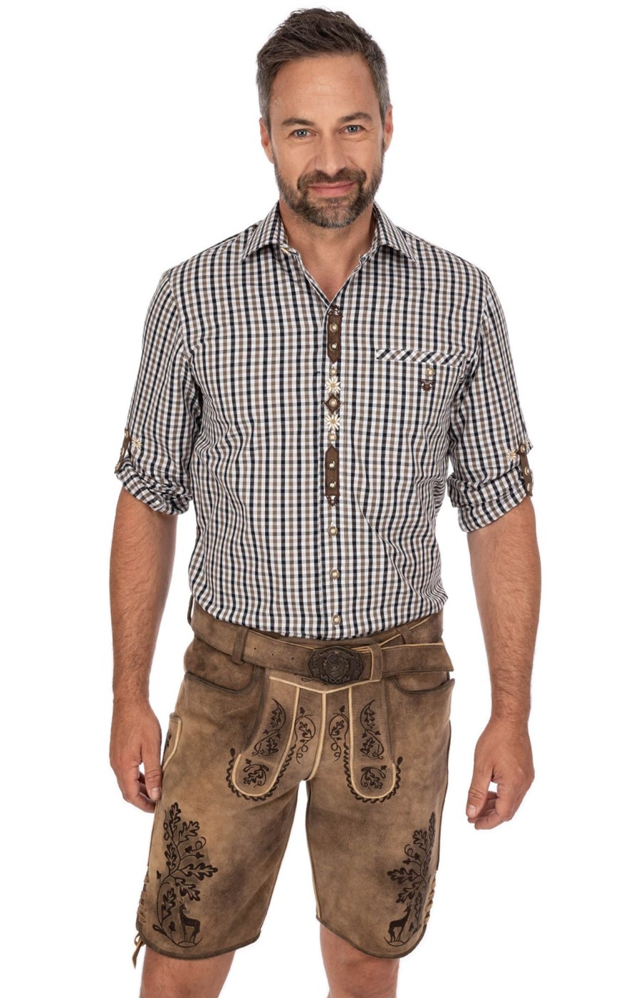 Herren Maddox | Maddox Lederhose Kurz Mit Gurtel Allnersee Sand