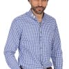 Herren OS-Trachten | Os-Trachten Stehkragenhemd Dorian Blau (Slim Fit)