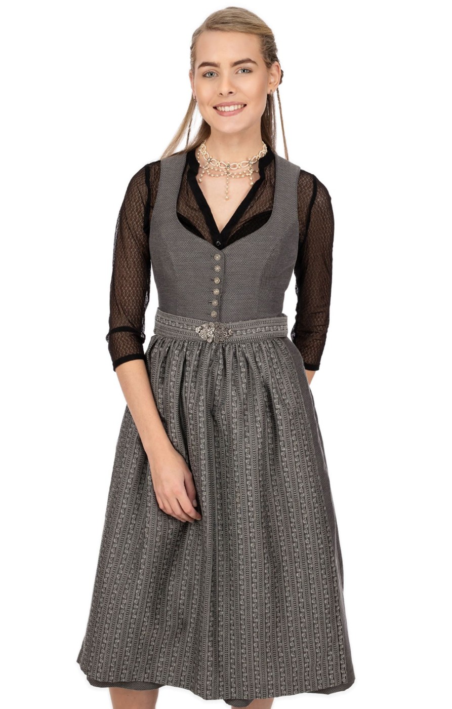 Damen Marjo | Marjo Midi Dirndl 2Tlg. 75Cm Olga Anthrazit