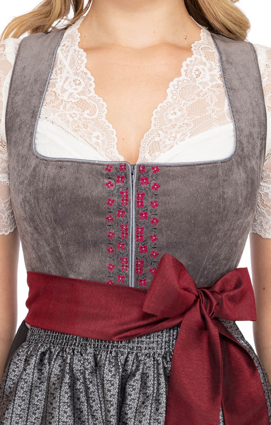 Damen Spieth & Wensky | Spieth & Wensky Midi Dirndl 2Tlg. 70Cm Astrid Grau