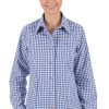 Damen OS-Trachten | Os-Trachten Trachtenbluse Checkered Langarm Stick Blau