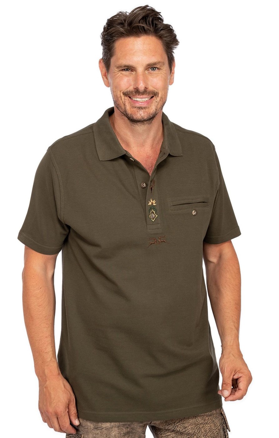 Herren OS-Trachten | Os-Trachten Poloshirt Monheim Taupe