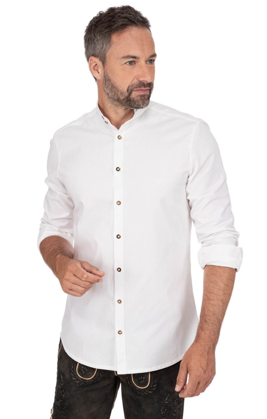 Herren OS-Trachten | Os-Trachten Stehkragenhemd 420041-0708-1 Weis (Slim Fit)